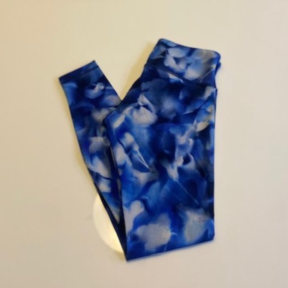 Lululemon Wunder Under Blue Print Leggings Womens Size 6 - Picture 1 of 4